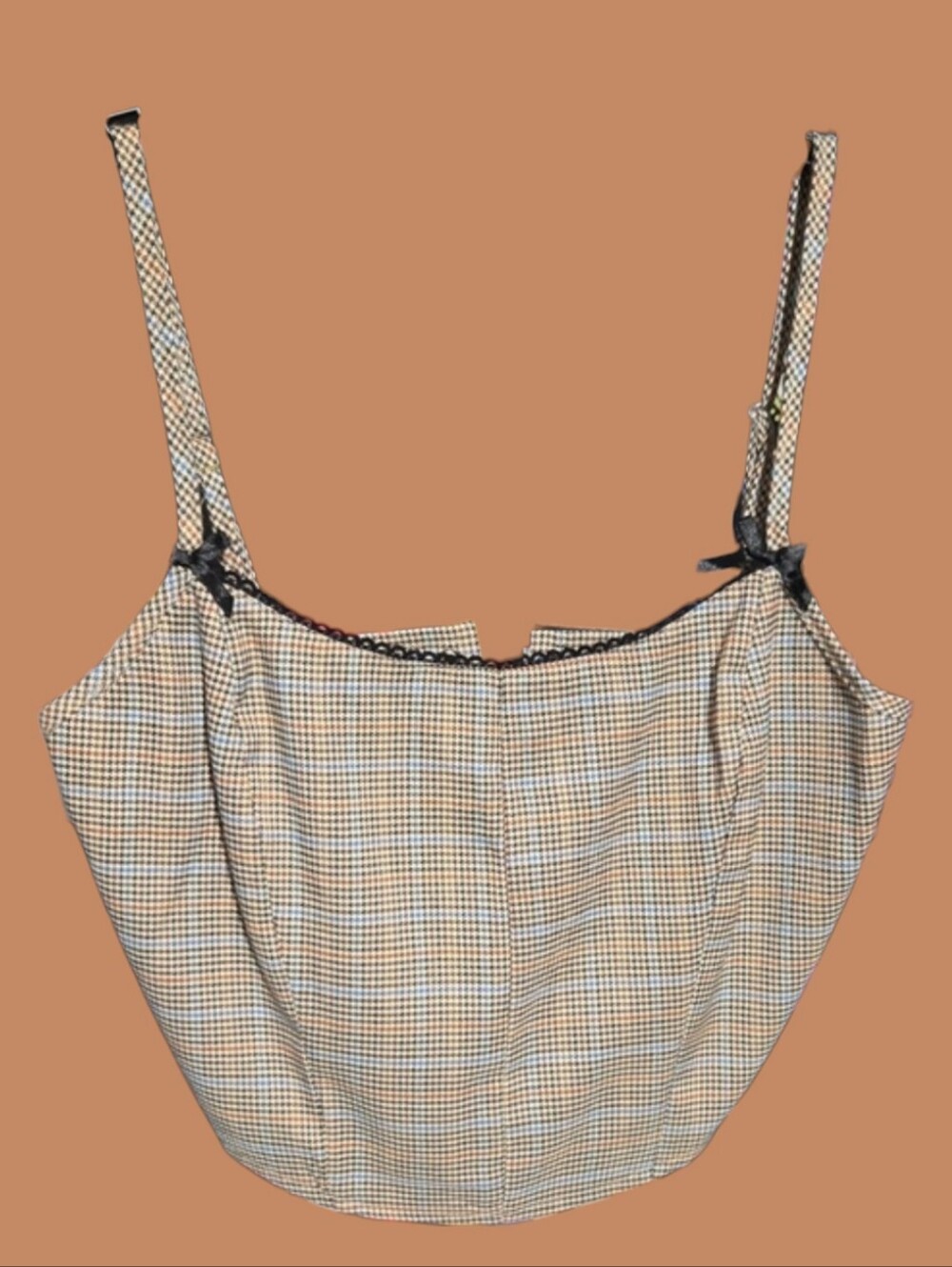 Plaid Shoulder Bag in Cream & Brown - Classic Check Tote